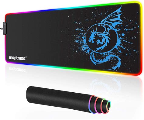 Rgb Gaming Mouse Pad Soft Extra Large Led Mouse Pad With 15 Lighting Modesanime Dragon Mouse