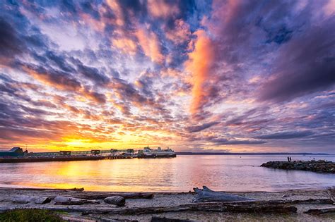 Sunset At The Beach In Edmonds Landscape Photography By Mi
