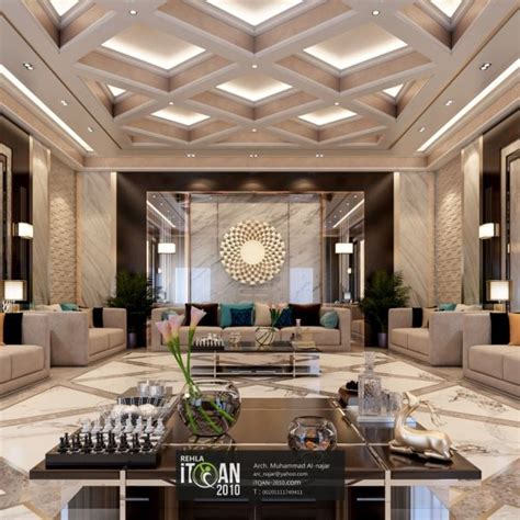 Luxury Living Room Main Hall Interior Design Villa Saudi Arabia