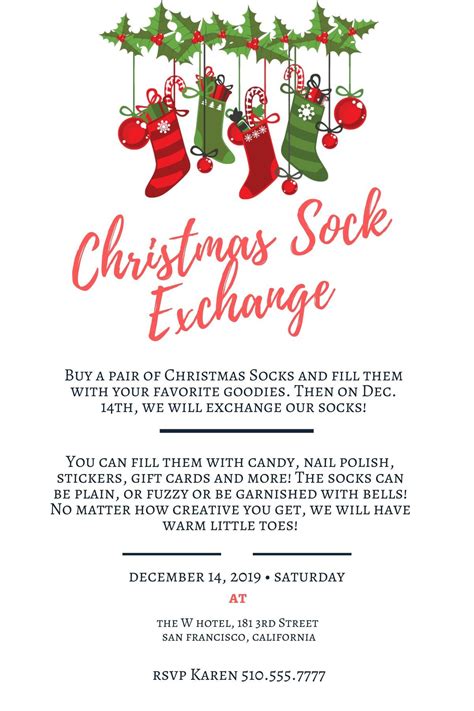 Festive Christmas Sock Exchange Invitation Customize And Print