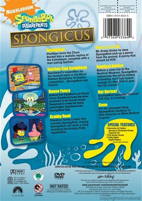 Spongebob Squarepants Spongicus Dvd 2009 Dvd Empire