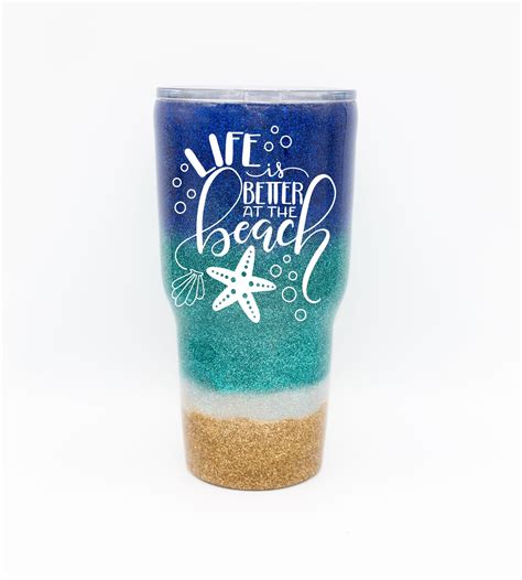 Beach Yeti Beach Tumbler Glitter Yeti Beach Glitter Yeti Etsy