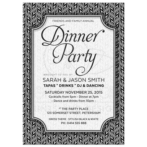 A dinner party is a space of spontaneity from all of our planned daily lives. Black and White Dinner Party Invitation | Simply Stylish 02
