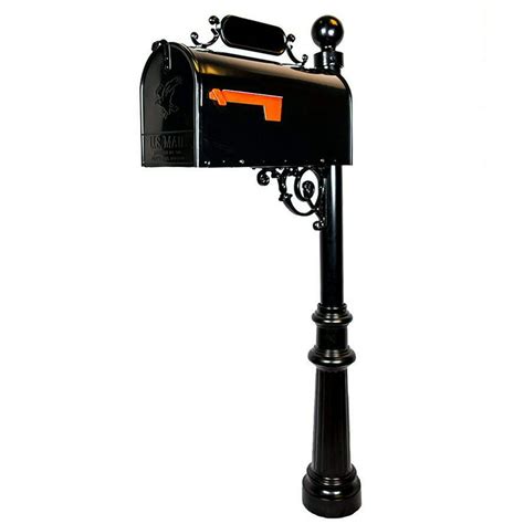 Standard Mailbox And Post Black Rust Resistant Metal Mailbox System