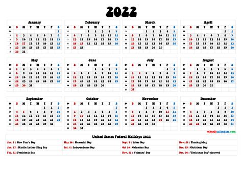 20 2022 Holidays Free Download Printable Calendar Templates ️