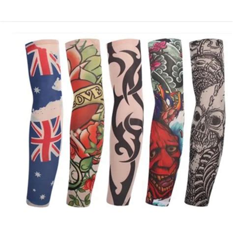 2022 6pcs New Mixed 100 Nylon Elastic Fake Temporary Tattoo Sleeve Designs Body Arm Stockings