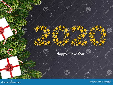 Feiertags Neues Jahr 2020 Geschenkkarte Mit Tannenbaumasten