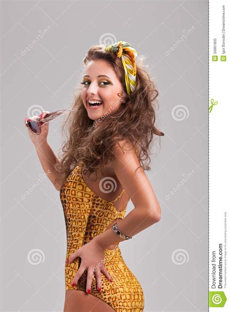 Beautiful Brunette Girl Wearing Bikini Stock Image Image Of Beauty