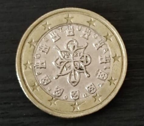 Moneta Da 1 Euro Portogallo 2002 Rara Errore Conio Stelle Decentrate