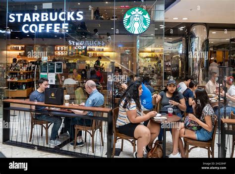 Customers Are Seen At The American Multinational Chain Starbucks Coffee Store At Tung Chung