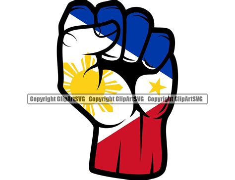 Philippines Filipino Hand Fist Power Unity Flag Country World Etsy
