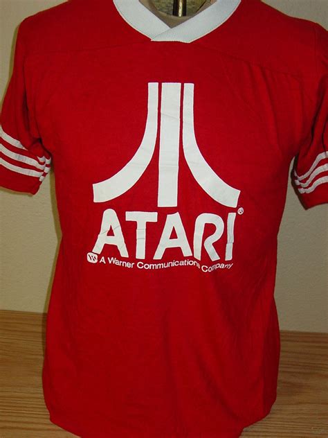 Vintage 1980s Atari Jersey T Shirt Medium Video Games Shirt Gaming