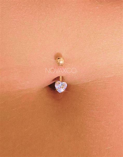 Sparkly Heart Star Belly Button Ring Angel Gold Dainty Body Etsy