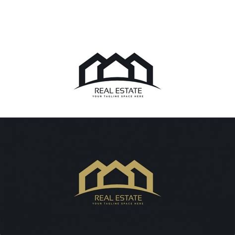 Black And Gold Real Estate Logo With Three Houses Vector Free Download