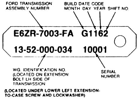 Ford Transmission Identification Numbers