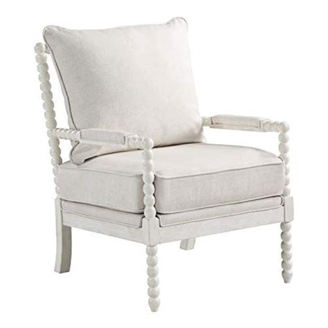 Avenue Six Kaylee Spindle Accent Chair White Frame With Linen Fabric