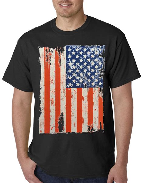 Vertical Distressed American Flag Mens T Shirt Bewild