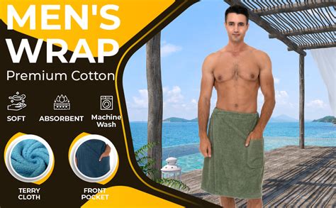 Towelselections Mens Wrap Adjustable Cotton Terry Shower