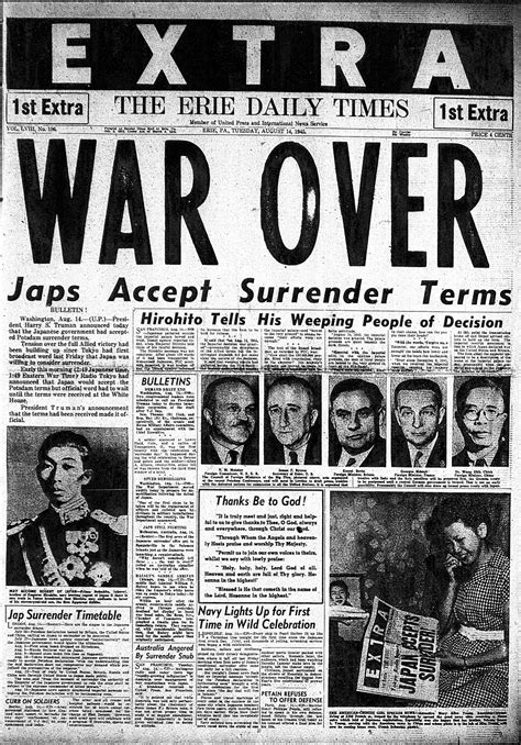 Aug 14 1945 Historical News Historical Newspaper Newspaper Front