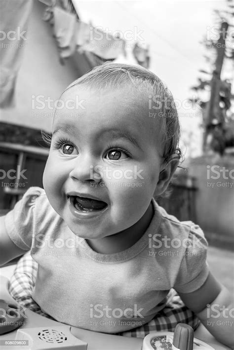 Happy Baby Portrait In Black And White Stock Photo Download Image Now