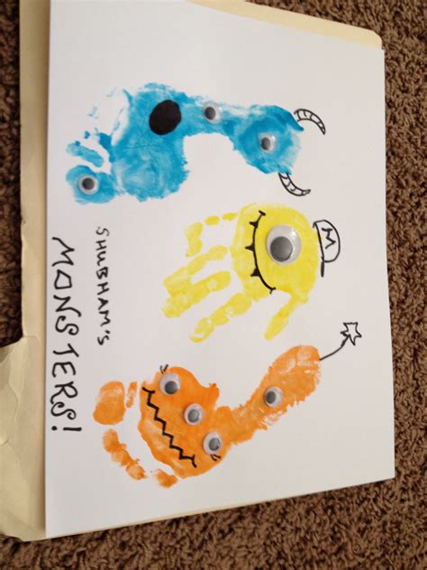 Handprint Footprint Monsters Toddler Arts And Crafts Halloween Crafts