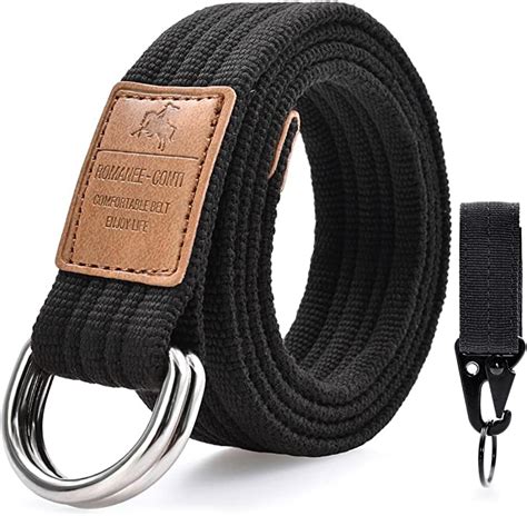 Mens Canvas Web Cloth Belts Military Double Loop Buckle Webbed Webbing