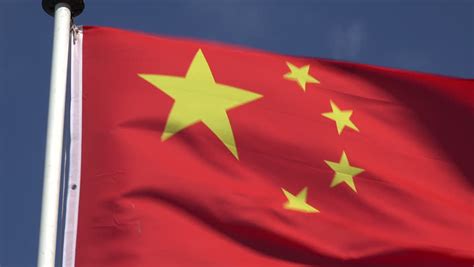 Chinese Flag On Flag Pole Stock Footage Video 100