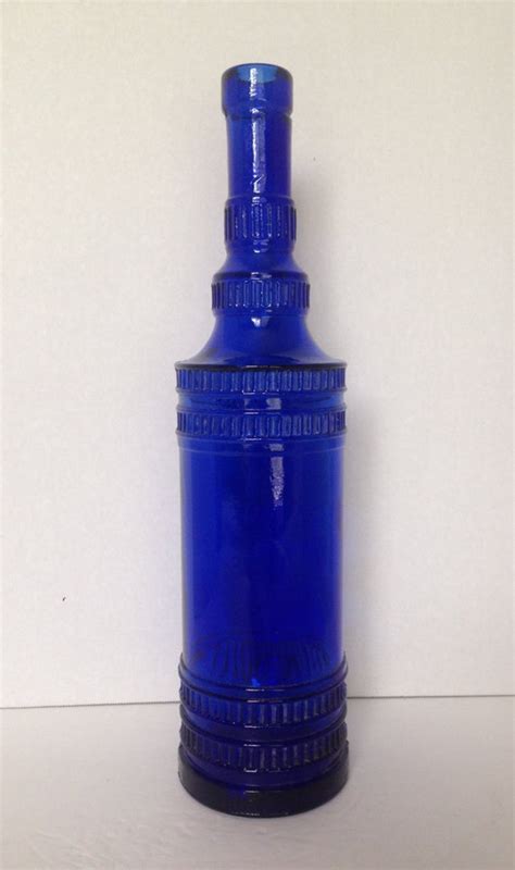 Vintage Cobalt Blue Glass Decorative Wine Bottle 12 Tall