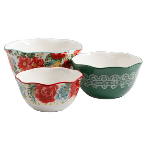 The Pioneer Woman Vintage Floral 3 Piece Serving Bowl Set