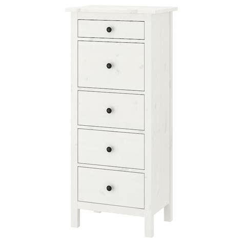 Shop for narrow chest of drawers online at target. HEMNES 5-drawer chest - white stain 22 7/8x51 5/8 " | Tall narrow dresser, Hemnes, Narrow dresser