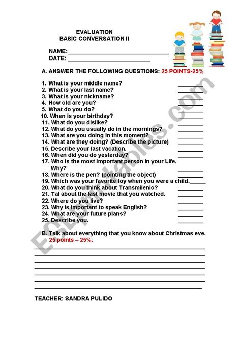 Basic English Conversation Worksheets