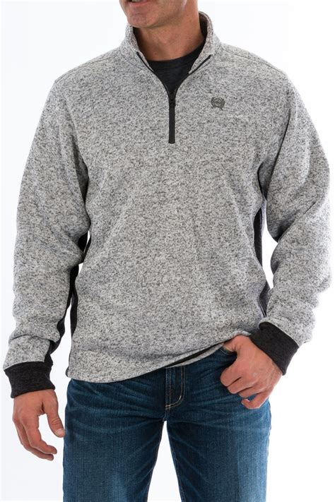 men s cinch pullover heathered gray 1 4 zip chick elms grand entry western store and rodeo shop