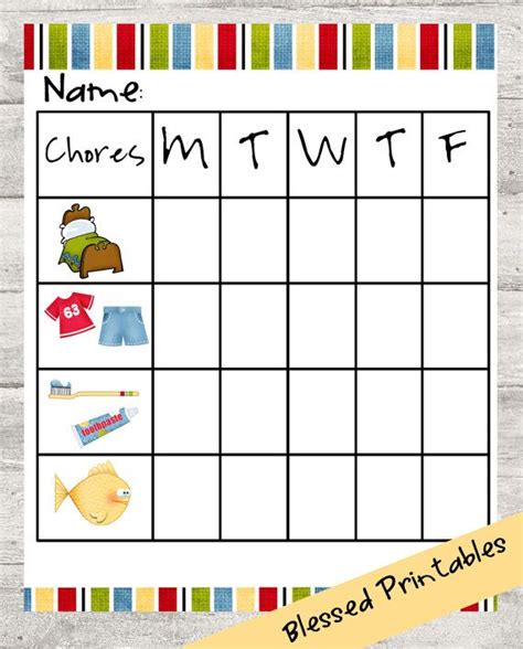 Amazing Preschool Chore Chart Shapes For Kindergarten Pdf