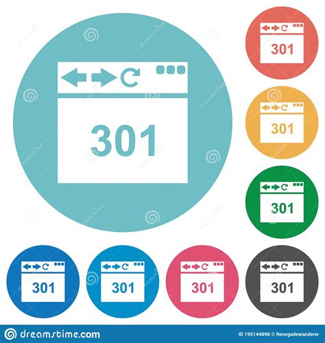 Browser 301 Moved Permanently Flat Round Icons Stock Vector Illustration Of Statuscode