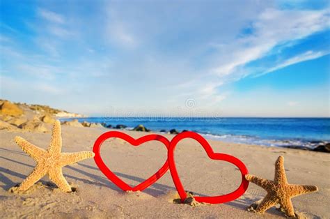 Two Hearts On The Sandy Beach Stock Image Image Of Outdoors Beauty