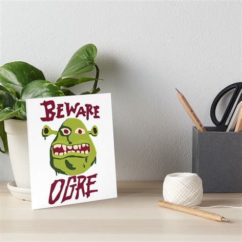 Beware Ogre Shrek Sign Art Board Print For Sale By Sparkydesign
