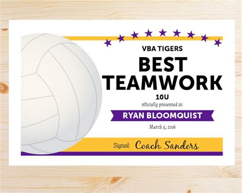 Editable Volleyball Award Certificates Instant Download Etsy