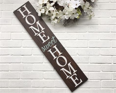 Home Sweet Home Wood Sign Vertical Wood Sign Front Door Etsy