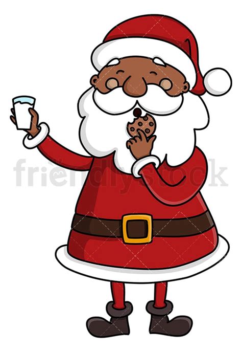Black Santa Claus Eating Cookies Cartoon Clipart Vector Friendlystock