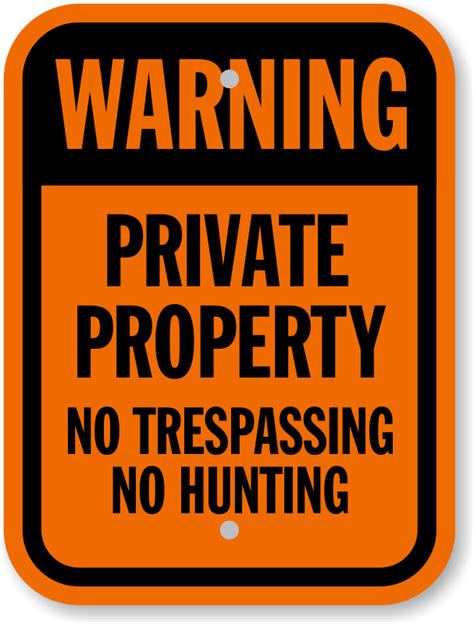 Download Private Property Sign - No Hunting Or Trespassing Clipart Png ...