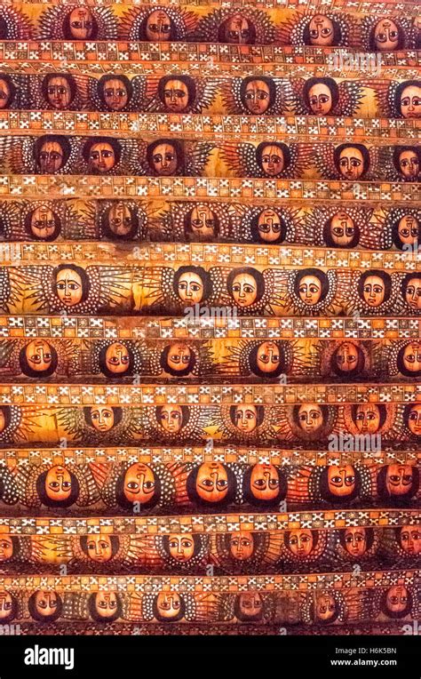 Ethiopia Gondar The Faces Of Angels In The Ceiling Of The Debre