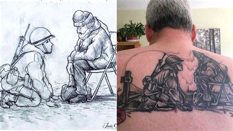 Disfrutenla y like que son sus dibujos! Británico se tatuó el dibujo que unió a una madre con su hijo caído en Malvinas - Diarios del Nea