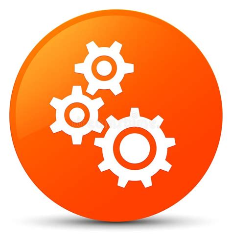 Gears Icon Orange Round Button Stock Illustration Illustration Of