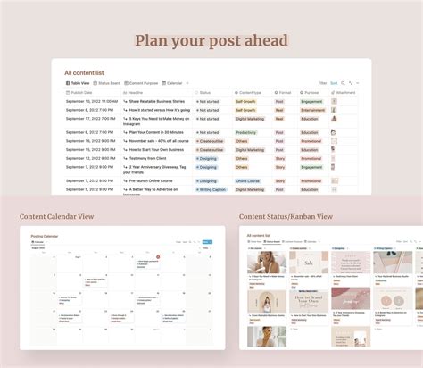 Notion Template Instagram Content Planner Notion Social Media Etsy