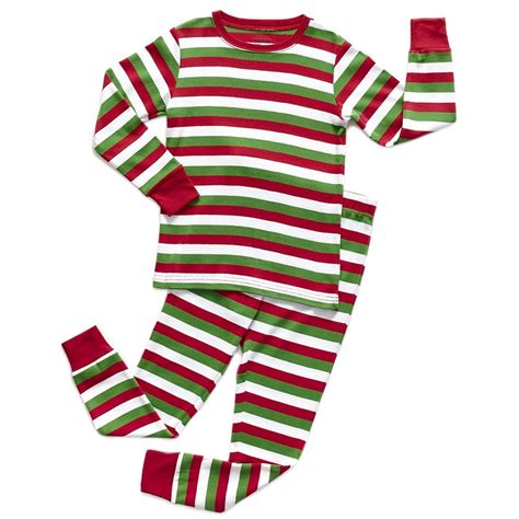 Leveret Leveret Boys Girls Christmas Striped Red White Green 2 Piece
