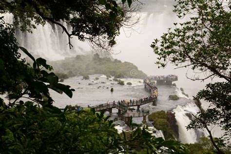 View Of The Iguacu Falls Walkway Foz Do Iguacu Parana Brazil Stock