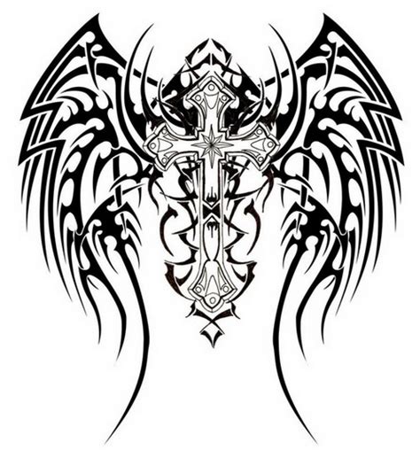 Awesome Tribal Cross Tattoos Design