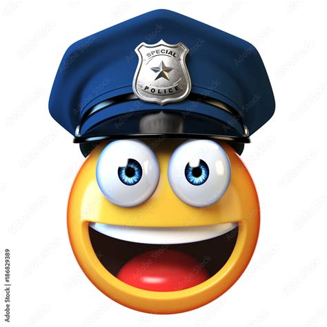 Policeman Emoji Isolated On White Background Cop Emoticon 3d Rendering