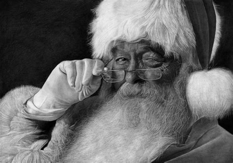Father Christmas Santa Claus Pencil Drawing By Joshua Laming On
