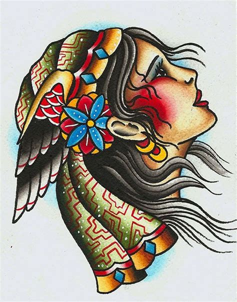 Girl With Wing By Artist Mikey Sarrat Tattoo Flash Canvas Art Print